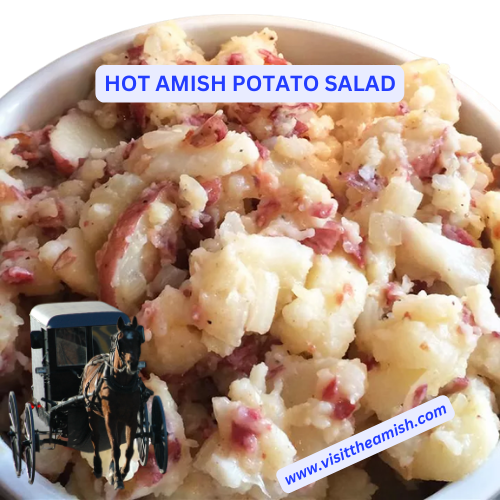 Calling all potato salad lovers! This Hot Amish Potato Salad recipe is sure to be your new go-to side dish. Imagine perfectly cooked potatoes mixed with crispy bacon, tangy pickles, and a savory dressing that will make your taste buds dance. This recipe is perfect for a summer BBQ or a fall potluck, and it's sure to be a hit with everyone. Plus, it's hot, creamy and delicious! So get your aprons on and get ready to impress your friends and family with this delicious and easy-to-make Hot Amish Potato Salad recipe.