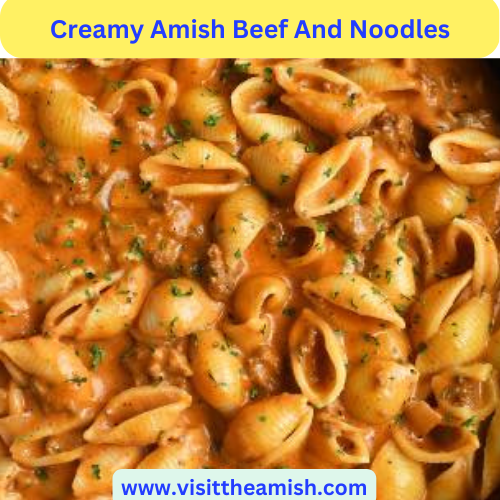 write a descriptive and enticing introductory paragrah for a recipe called "Creamy Amish Beef And Noodles"