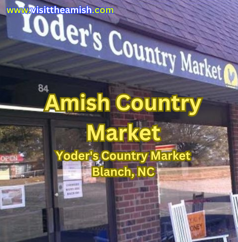 Yoder's Country Market in Blanch, North Carolina, is a quaint Amish market known for its wide selection of homemade goods, including pies, cakes, candies, and various specialty items.