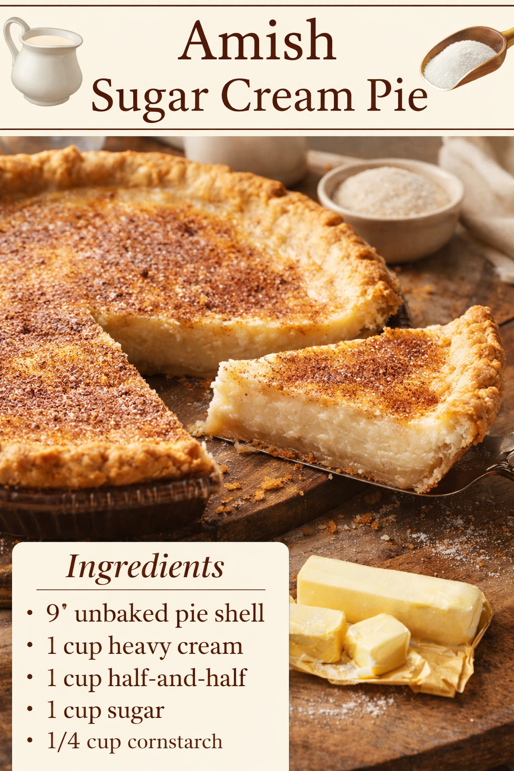 A Humble Holiday Classic: Amish Sugar Cream Pie Straight from the Country Kitchen